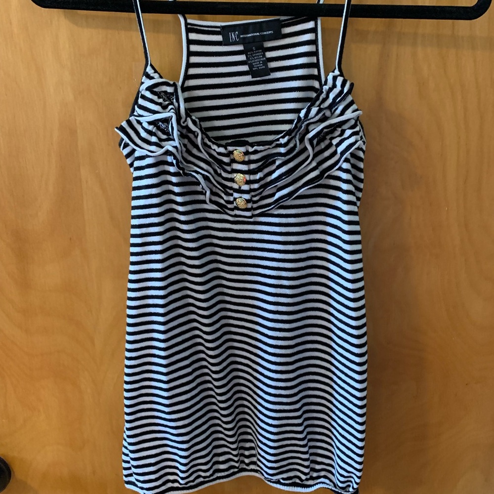 Size small INC black and white striped spaghetti strap tank top